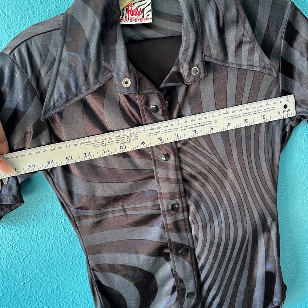 Original 80s 90s Patricial Field NYC snap front zebra striped shirt S - Picture 7 of 7